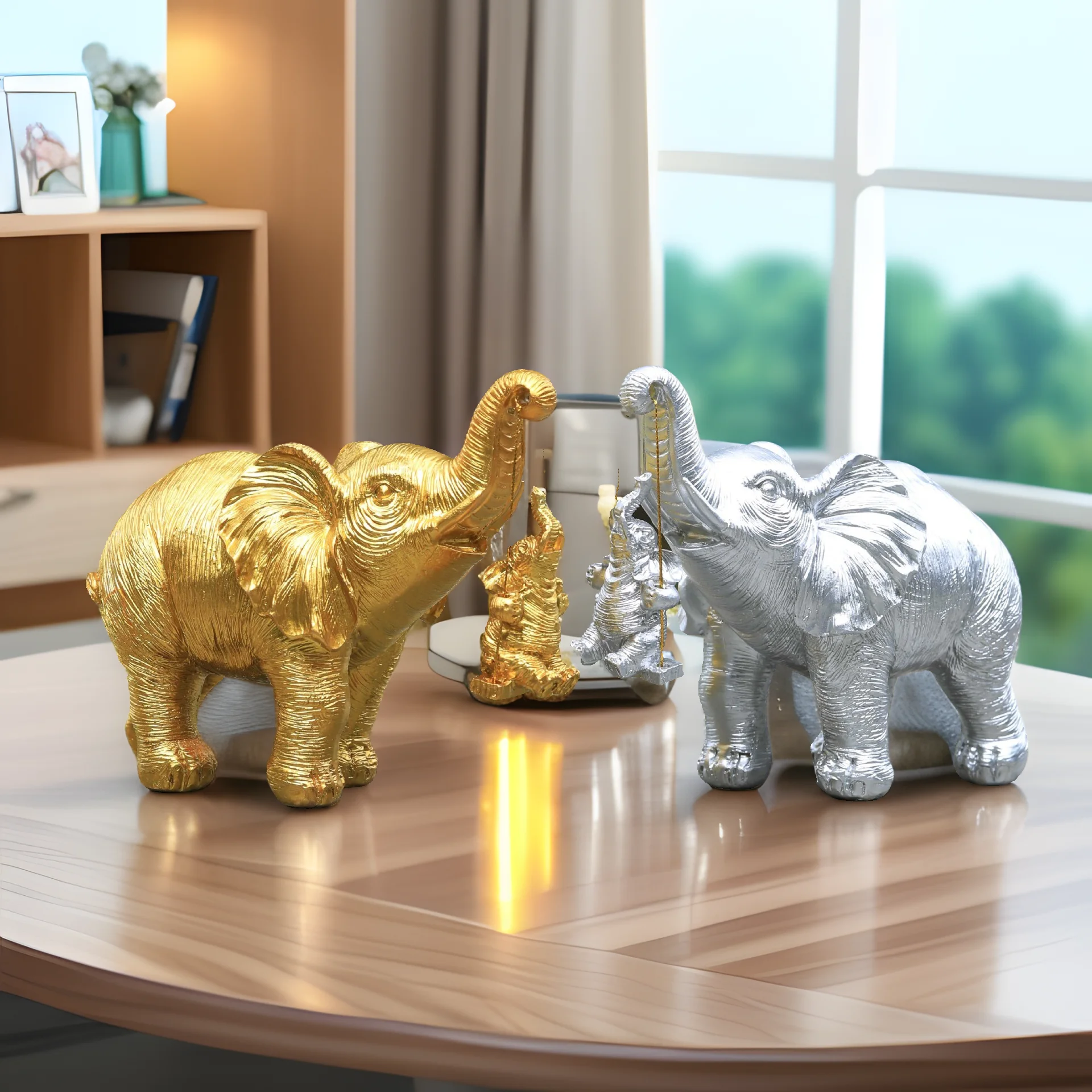 Gold and Silver Mother Elephant Figurine 5 Gold and Silver Mother Elephant Figurine - Image 5
