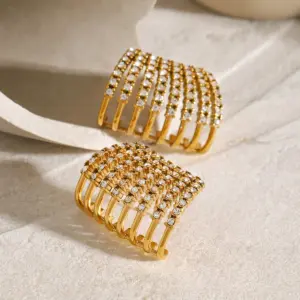 Stainless Steel Gold Stud Earrings for Women 9 S2128f215f99a417c866e439822635de8Y