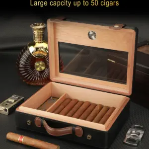 Travel Cigar Humidor with Glass Top 10 S2171d40f8e374f96ada842482eab904cq