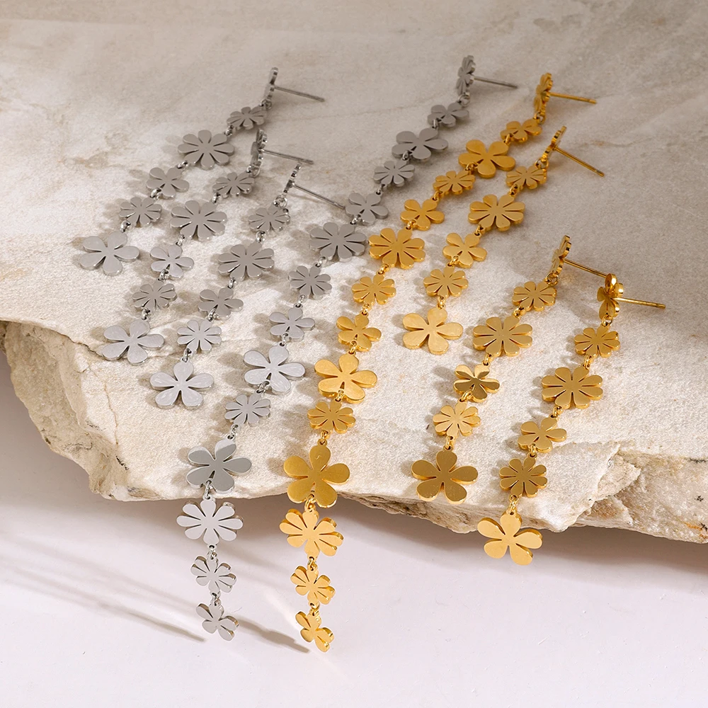 Stainless Steel Daisy Flower Earrings 5 Stainless Steel Daisy Flower Earrings - Image 5