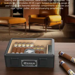 Black Glass-Top Cigar Humidor for 25 Cigars 12 S21bd0ac407dd4aa9855d9858e1b81cec0