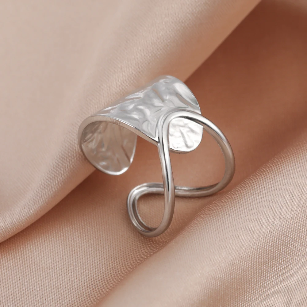 Geometric Heart Adjustable Women's Ring in Stainless Steel 7 Geometric Heart Adjustable Women's Ring in Stainless Steel - Image 7