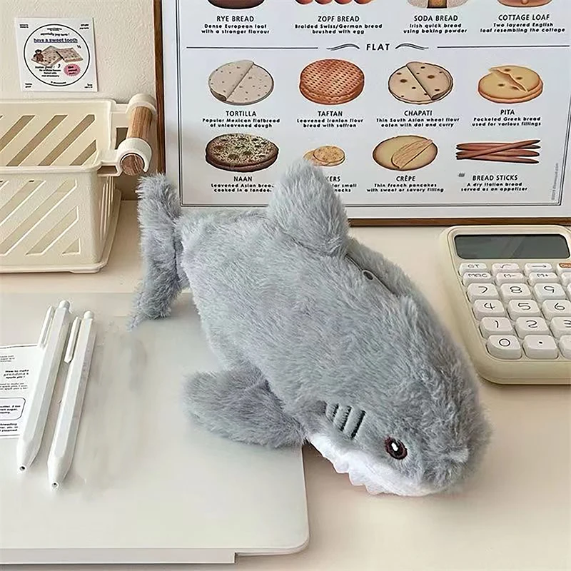 Plush Shark Pencil Case - 27cm, Durable, Fun 2 Plush Shark Pencil Case - 27cm, Durable, Fun - Image 2