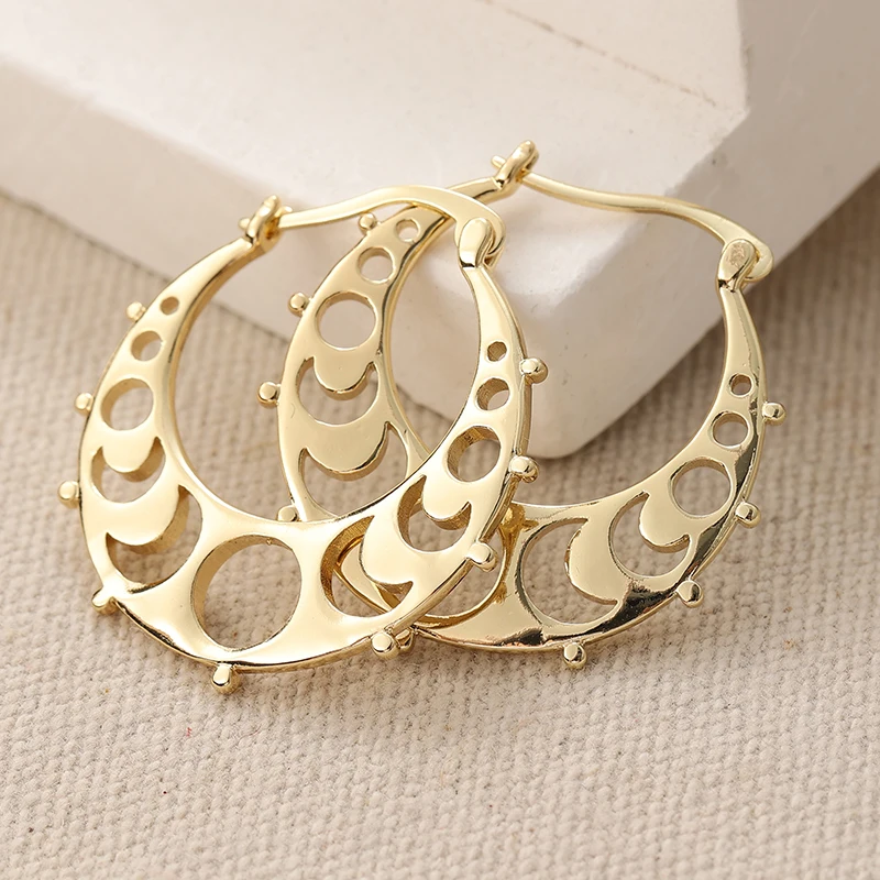 Vintage Celestial Gold Hoop Earrings 5 Vintage Celestial Gold Hoop Earrings - Image 5
