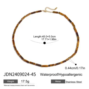 Vintage Gold Stainless Steel Beaded Necklace JDN0112006-S 17 S220a299106994fc8ae9db0a6228c95c1Z 2