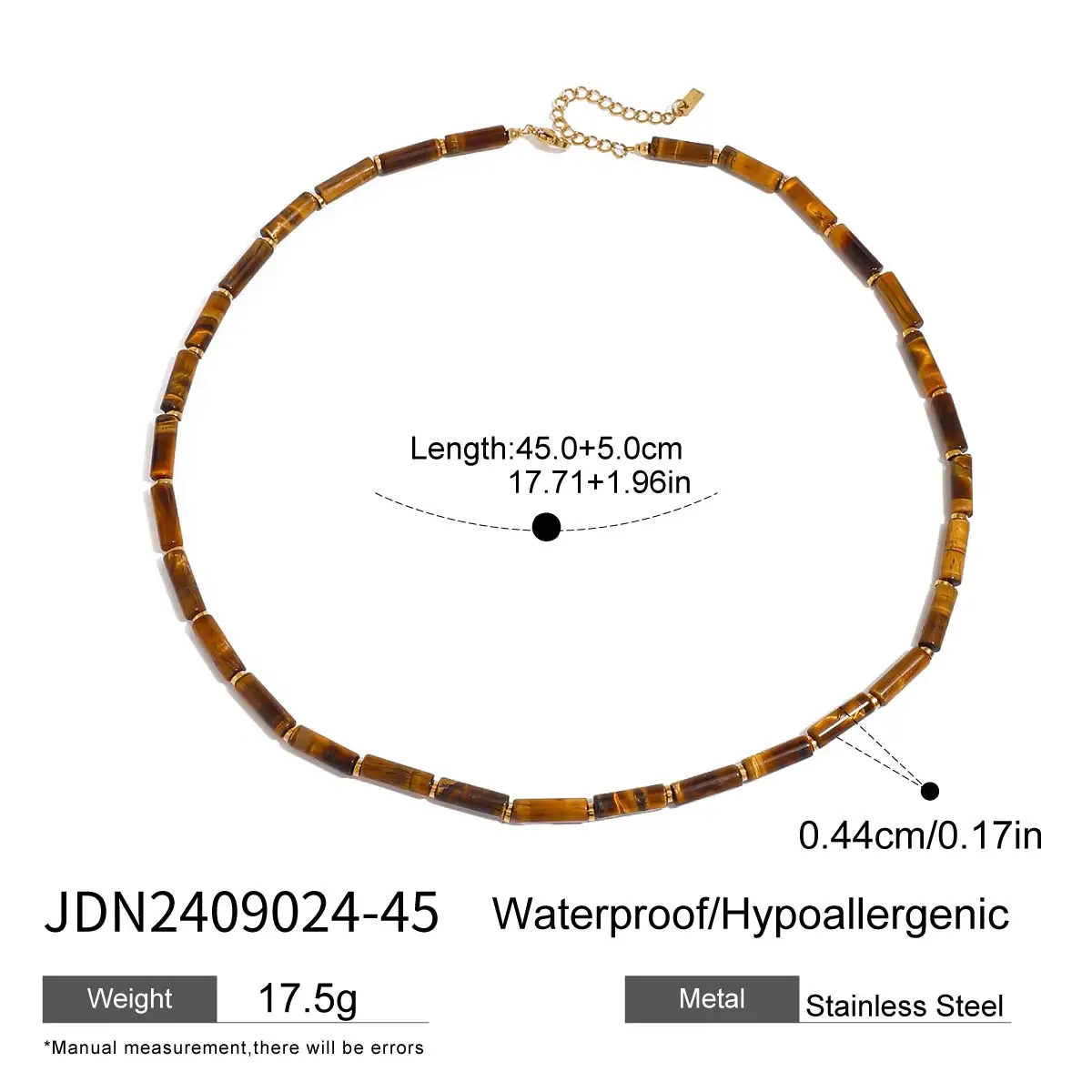 Vintage Gold Stainless Steel Beaded Necklace JDN0112006-S 8 Vintage Gold Stainless Steel Beaded Necklace JDN0112006-S - Image 8