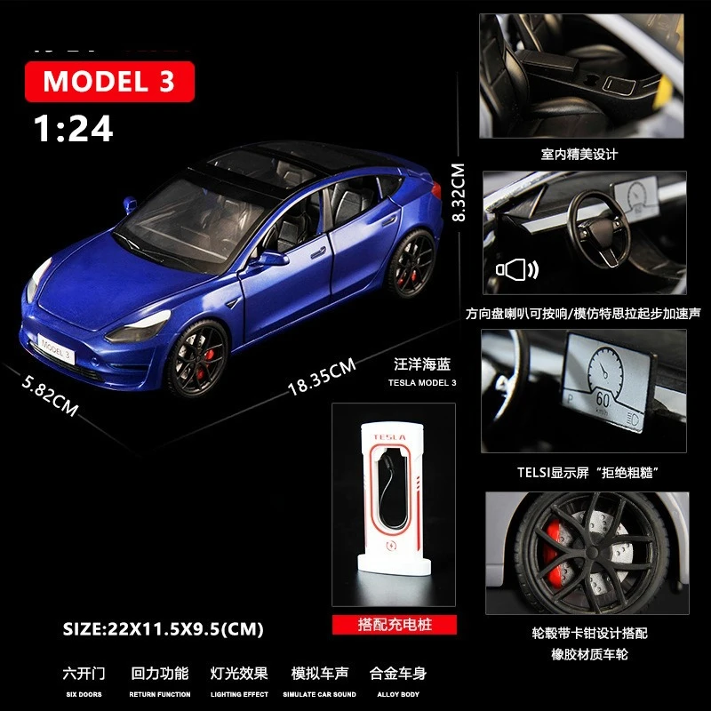 1:24 Scale Model 3 Electric Car Collector Miniature 9 1:24 Scale Model 3 Electric Car Collector Miniature - Image 9