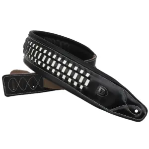 Genuine Leather Guitar Strap in Orange & White Black 14 S221c622ae82e4dab996fab097c4a8cc60