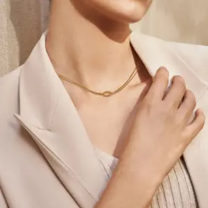 Stainless Steel Double Snake Necklace 9 S22668efdf5d14f8ba7d1c2ecfef9c374V