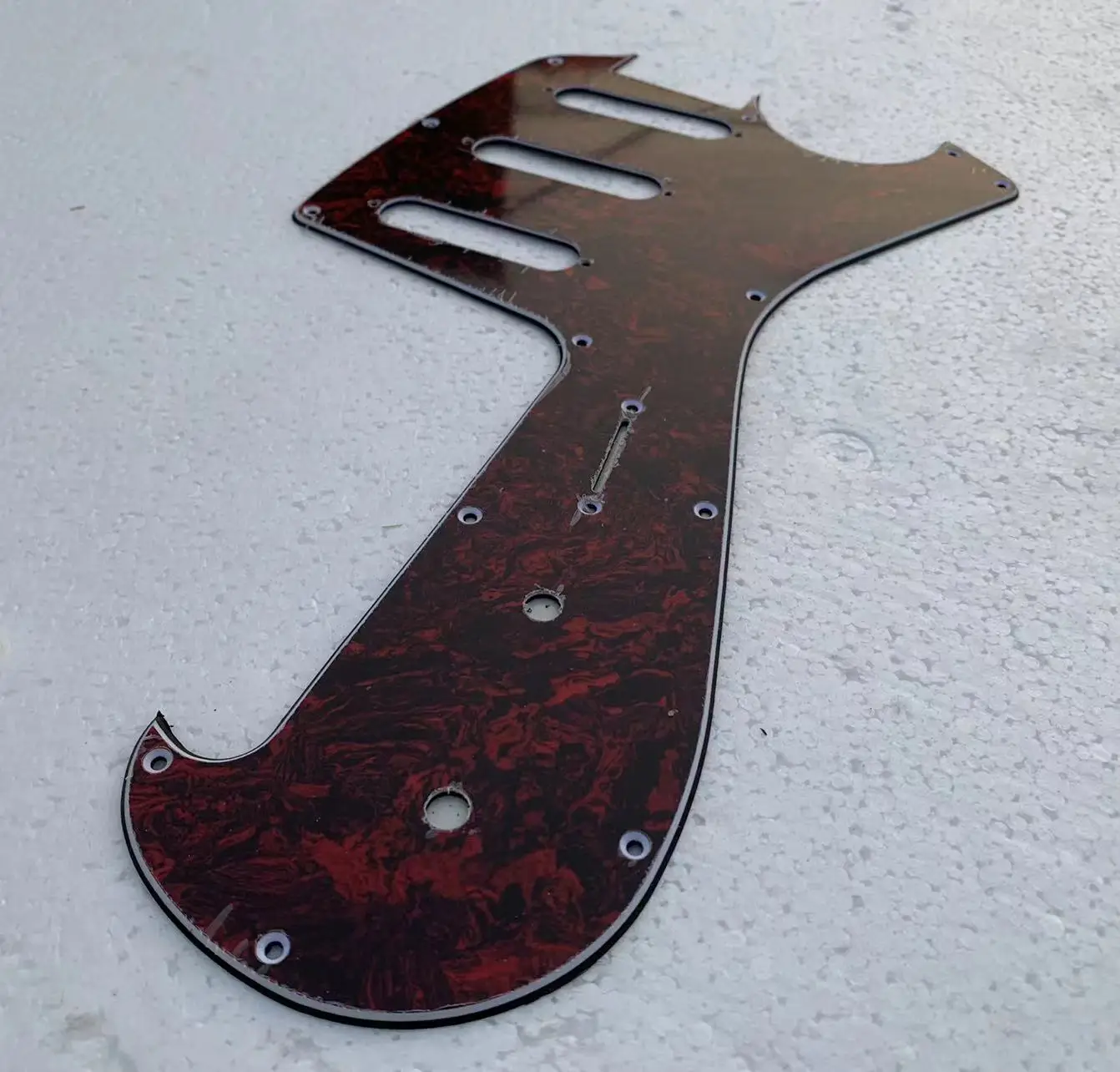 Red and Black Marbled Guitar Pickguard 4 Red and Black Marbled Guitar Pickguard - Image 4