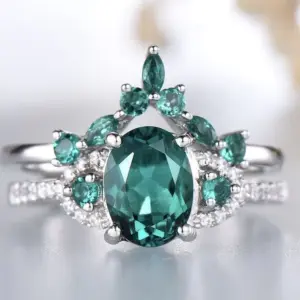 Green Zircon Geometric Fashion Ring in Silver 9 S22afa4b4cc9241b382b6c464d2badeadE