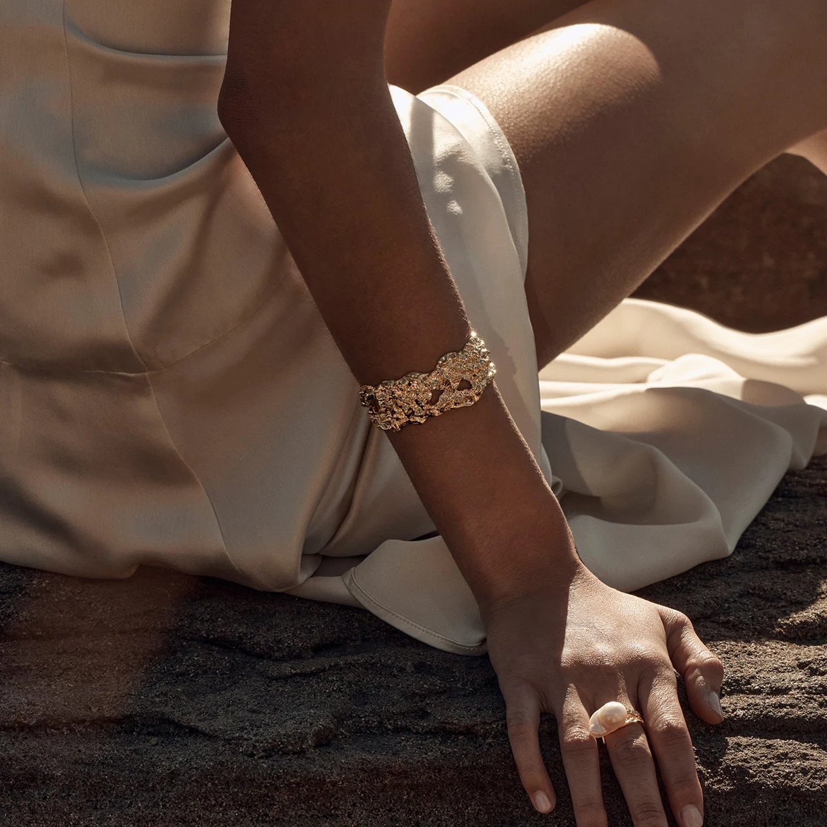 Stainless Steel Gold Skeleton Cuff Bracelet 2 Stainless Steel Gold Skeleton Cuff Bracelet - Image 2