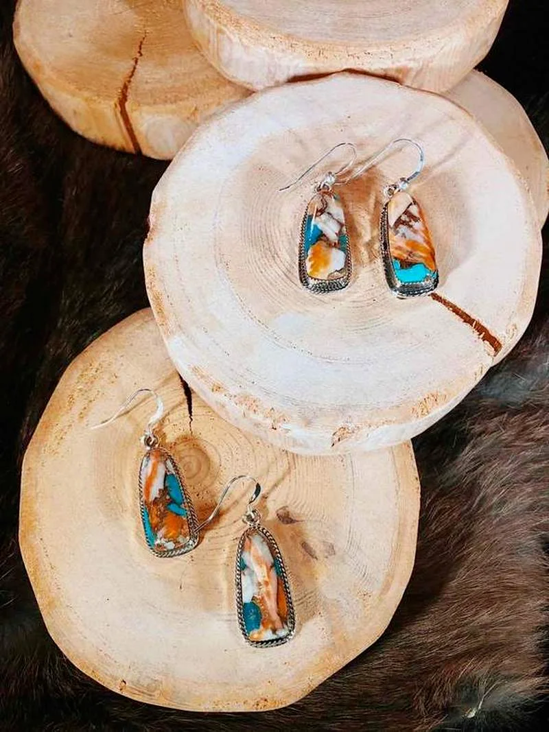 Ethnic Oval Stone Drop Earrings for Women 3 Ethnic Oval Stone Drop Earrings for Women - Image 3