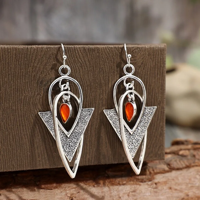 Vintage Geometric Drop Earrings for Women 2 Vintage Geometric Drop Earrings for Women - Image 2