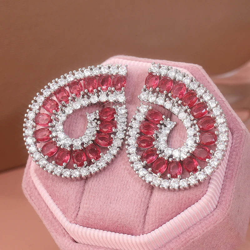 Elegant Silver Drop Earrings with Pink Cubic Zirconia 2 Elegant Silver Drop Earrings with Pink Cubic Zirconia - Image 2