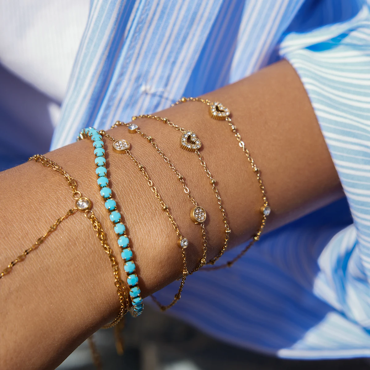 Stainless Steel Double Layer Bracelet JDB0307008 2 Stainless Steel Double Layer Bracelet JDB0307008 - Image 2