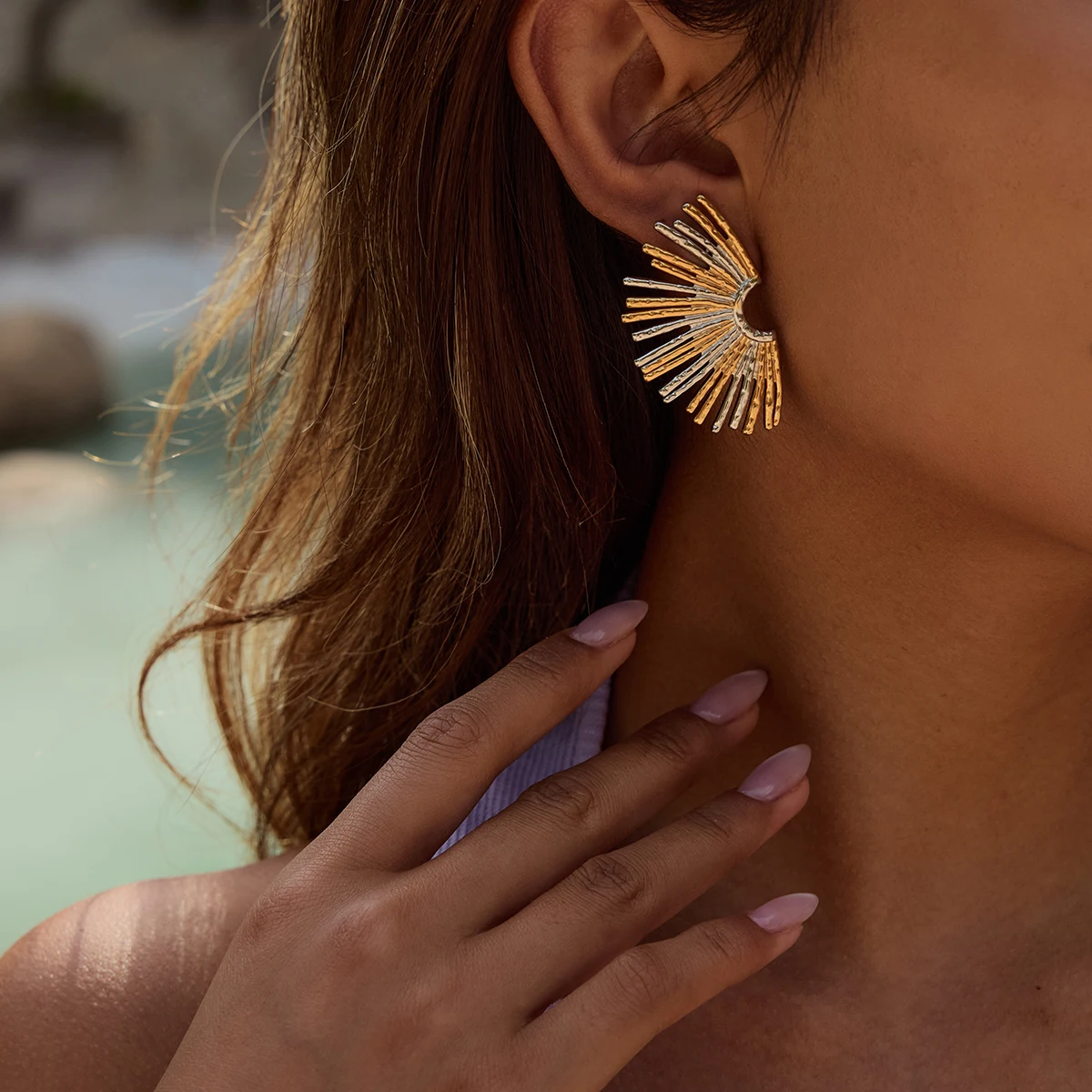 Stainless Steel Sunburst Earrings 2 Stainless Steel Sunburst Earrings - Image 2