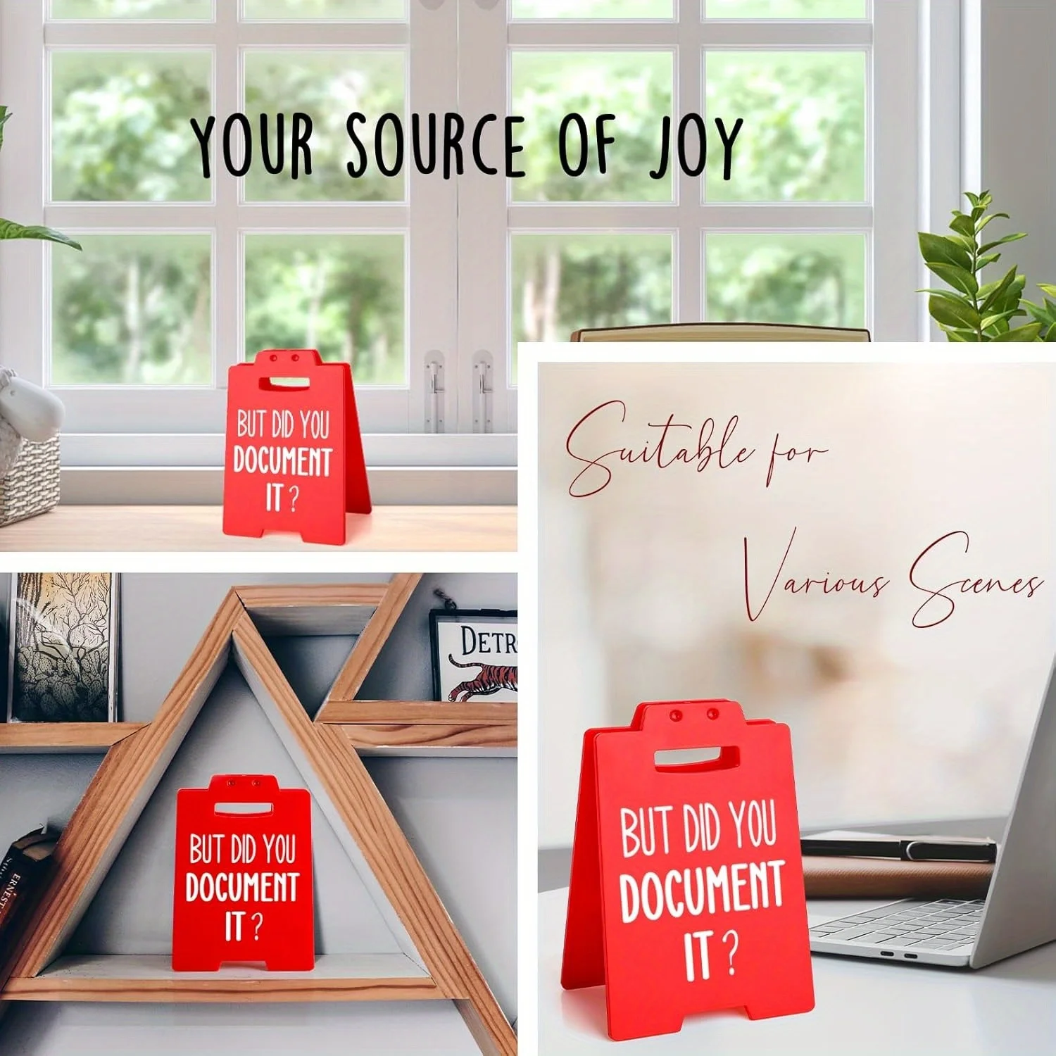 Red Office Desk Sign with Humorous Message 4 Red Office Desk Sign with Humorous Message - Image 4