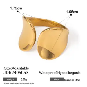 Elegant Gold Stainless Steel Leaf Ring 17 S2335fdbfab7f4d2bbd67b6ff15b0efc8S