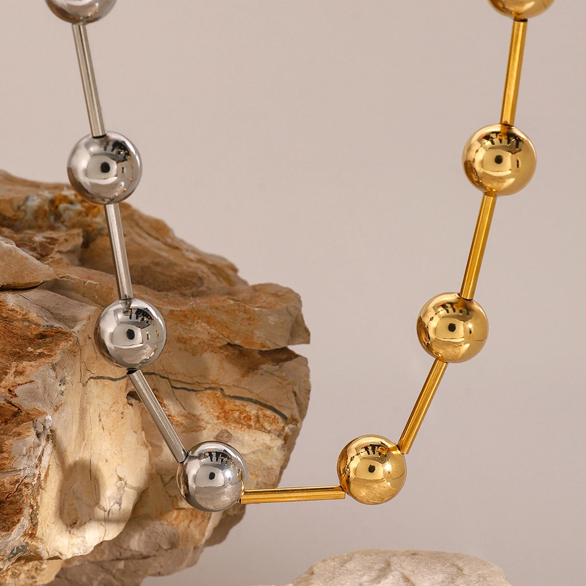 Modern Stainless Steel Beaded Necklace for Men 5 Modern Stainless Steel Beaded Necklace for Men - Image 5