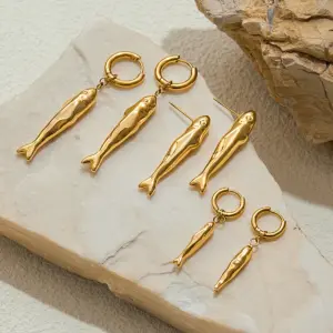 Stainless Steel Gold Fish Earrings Set 14 S2377094dc44b49eda2bb5cb81b3a7c1aC