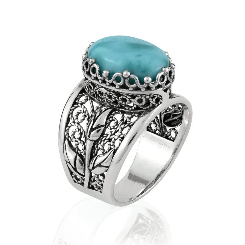 Vintage Silver & Gold Turquoise Ring for Women 5 Vintage Silver & Gold Turquoise Ring for Women - Image 5