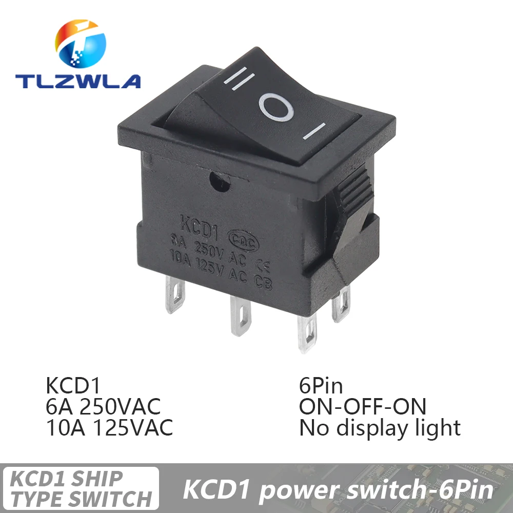 Black 21x15mm Rocker Switch with 6 Pins 7 Black 21x15mm Rocker Switch with 6 Pins - Image 7