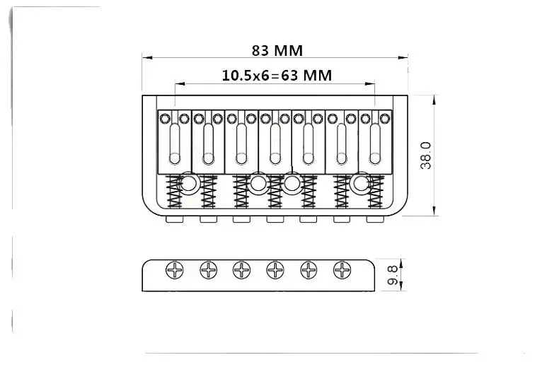 Black 7-String Guitar Fixed Bridge with Stainless Steel Saddles 5 Black 7-String Guitar Fixed Bridge with Stainless Steel Saddles - Image 5