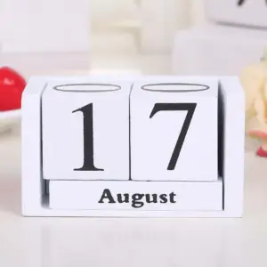 Vintage Wooden Calendar Blocks for Desk