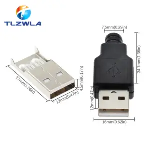 10-Pack USB Type-A Male & Female Connectors Set 12 S242346e0645b4992898d356f846ce5e32