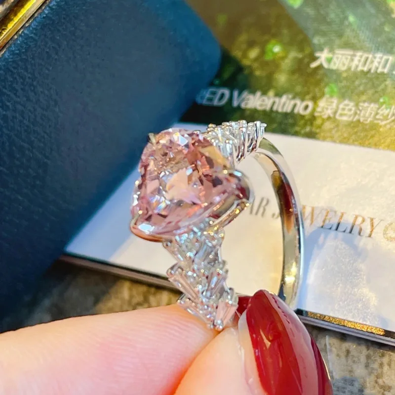 Heart-Shaped Silver Ring with Pink Zircon 2 Heart-Shaped Silver Ring with Pink Zircon - Image 2