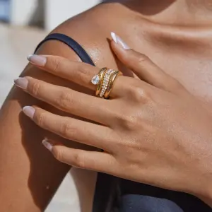 Gold-tone Stainless Steel Wave Ring 6-8 10 S2445bfc6e0db4bcb86eecda0acd251bcu