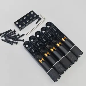 Black Headless Bass Bridge Set for 4 and 5 Strings 10 S2467e9c76f984b418d02965189e4bcc9m