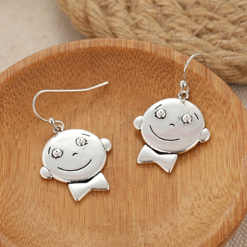 Vintage Silver Drop Earrings with Playful Faces 6 Vintage Silver Drop Earrings with Playful Faces - Image 6
