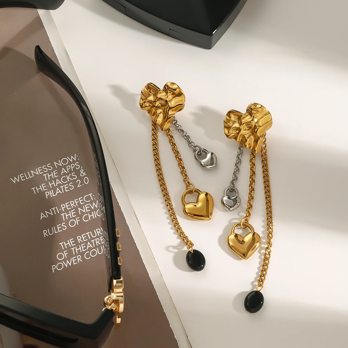 Stainless Steel Folded Heart Earrings 4 Stainless Steel Folded Heart Earrings - Image 4