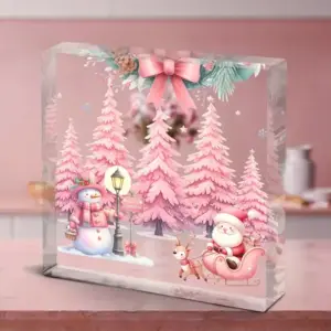 Pink Christmas Scene Acrylic Wall Decor 10 S24b2c67cb69745cb833050776dc183a0S