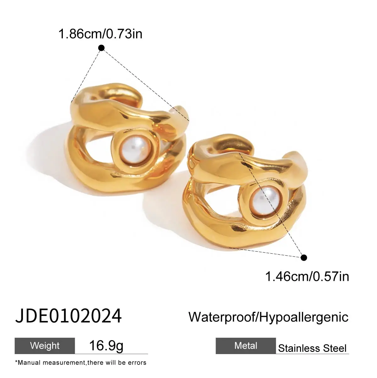 Elegant Gold Pearl Stainless Steel Earrings 7 Elegant Gold Pearl Stainless Steel Earrings - Image 7