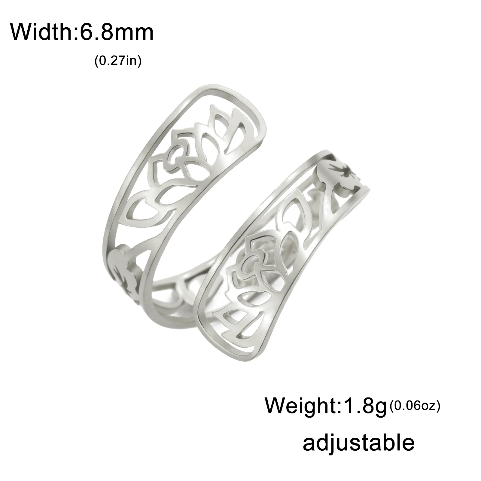 Elegant Lotus Flower Adjustable Women's Ring 7 Elegant Lotus Flower Adjustable Women's Ring - Image 7