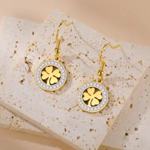 Stainless Steel Four-Leaf Clover Earrings 8 S25121574ad6d4349834071793d56164dU