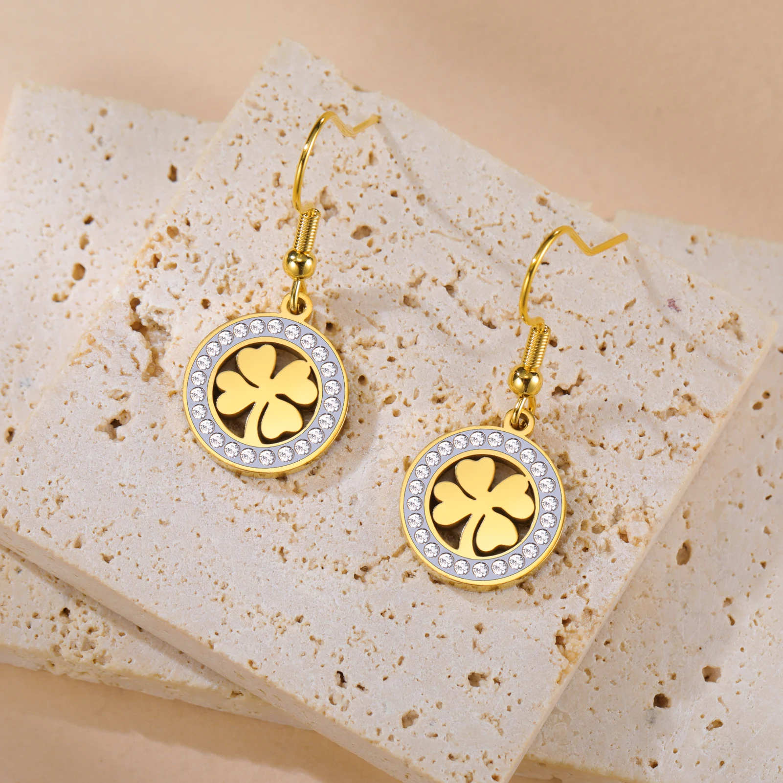 Stainless Steel Four-Leaf Clover Earrings 2 Stainless Steel Four-Leaf Clover Earrings - Image 2