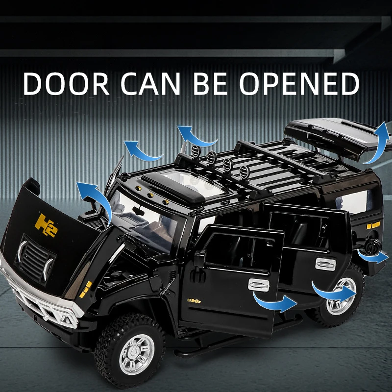 Vibrant Yellow 1/24 Scale Hummer H2 Diecast Model 4 Vibrant Yellow 1/24 Scale Hummer H2 Diecast Model - Image 4