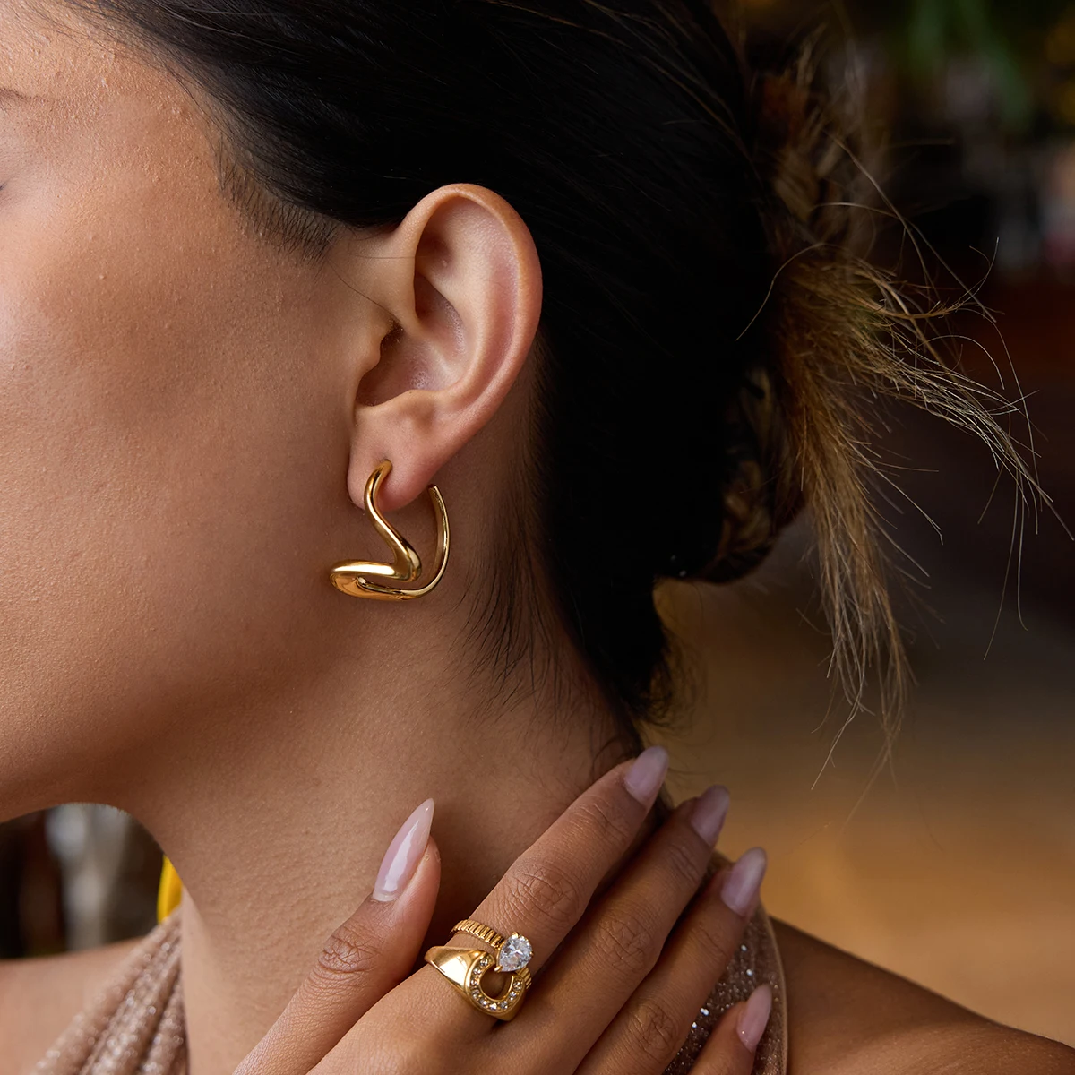 Modern Stainless Steel Geometric Earrings 2 Modern Stainless Steel Geometric Earrings - Image 2