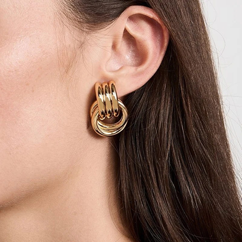 Mixed Metal Skeleton Stainless Steel Earrings for Women 2 Mixed Metal Skeleton Stainless Steel Earrings for Women - Image 2