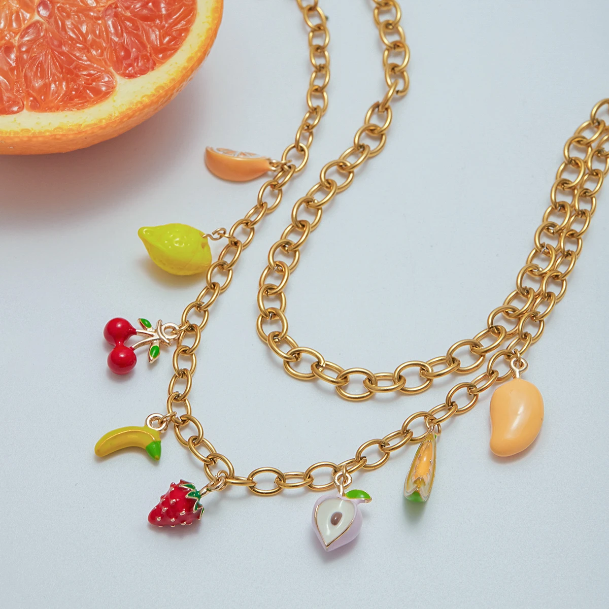 Colorful Fruit Pendant Necklace for Women 6 Colorful Fruit Pendant Necklace for Women - Image 6