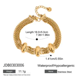 Stainless Steel Gold-Tone Three-Chain Bracelet 13 S25d5817f7d384cf399437dff217536f3y