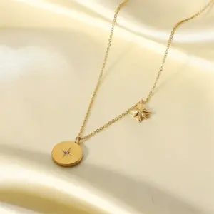 Gold-Toned Stainless Steel Coin Necklace 8 S260287c78f934a3ba1e953b25a955f80g