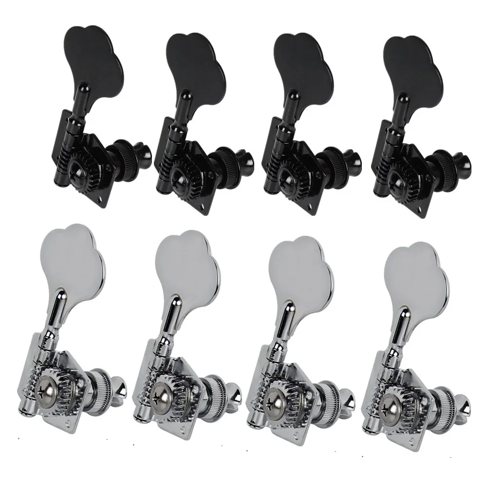 Bass Guitar Tuning Peg Set, 4-Pack Chrome/Black 2 Bass Guitar Tuning Peg Set, 4-Pack Chrome/Black - Image 2