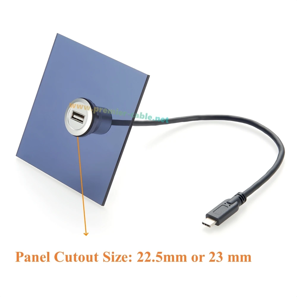 USB-C Panel Mount Extension Cable, 0.3m 2 USB-C Panel Mount Extension Cable, 0.3m - Image 2
