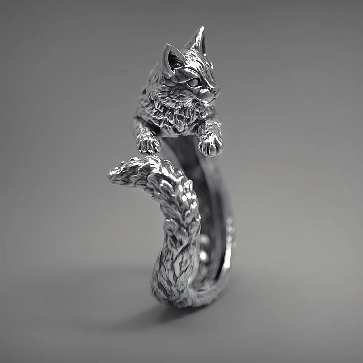 Vintage Silver Kitten Ring for Men & Women 3 Vintage Silver Kitten Ring for Men & Women - Image 3