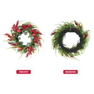 70cm Rustic Christmas Wreath with Red Berries 11 S266cb864c9d94e7e9baa92c2db5766faj